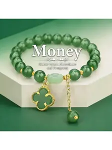 Money Magnet! Lucky Four-Leaf Clover Green Aventurine Bracelet - Manifest Wealth & Prosperity Crystal Charm