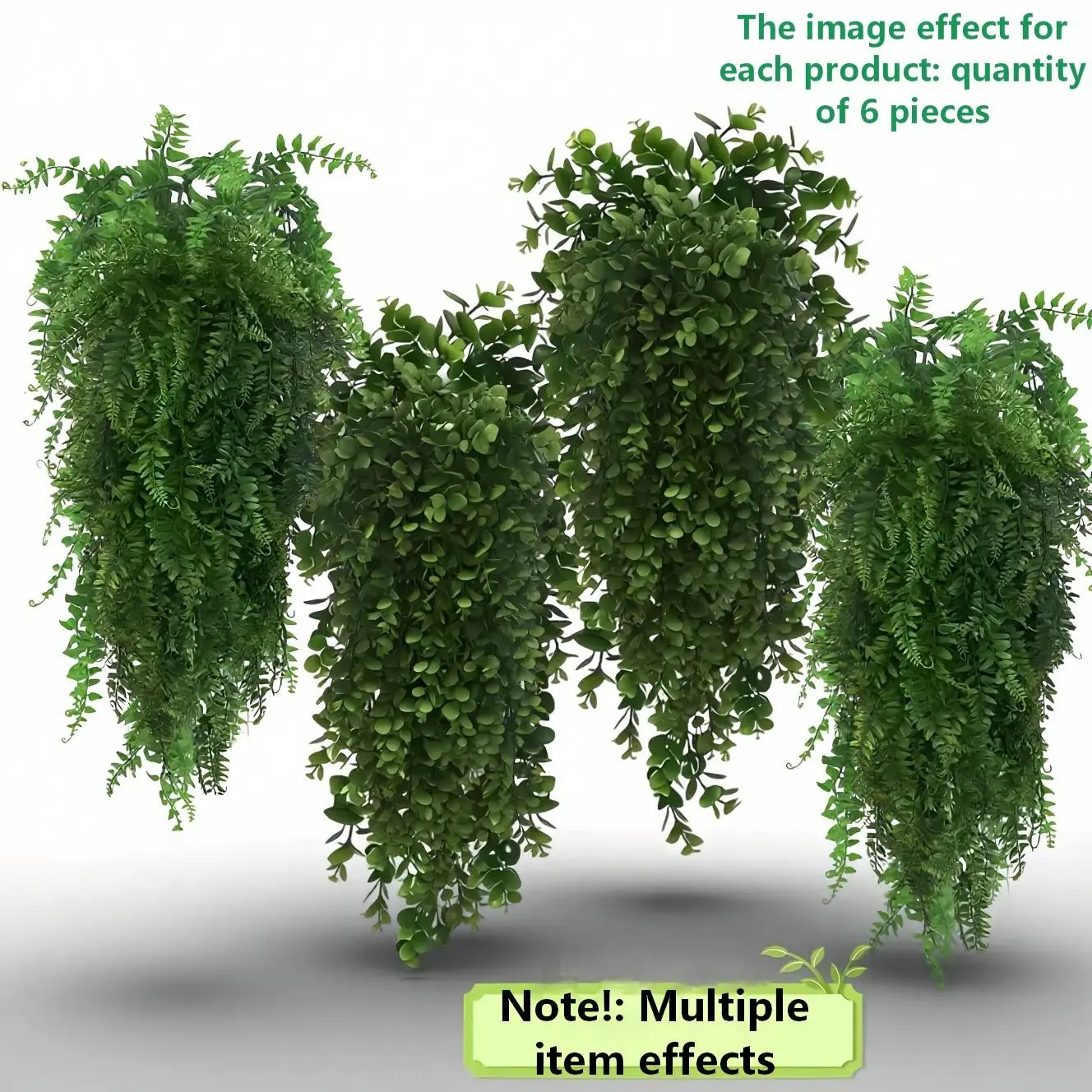 4 Piece Mixed Eucalyptus & Persian Grass Hanging Vines, Outdoor Sun-Resistant Rainproof, Fade-Proof Low Maintenance, Universal Use