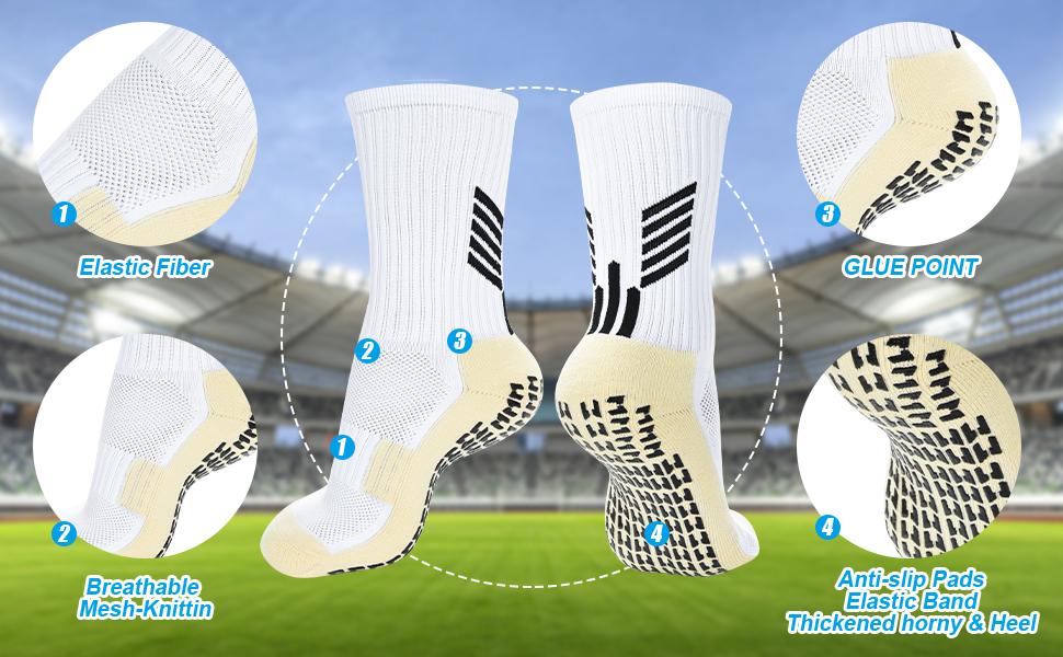 4 pairs of soccer socks with anti slip grip, suitable for basketball, soccer, and tennis, Christmas gift, suitable for both men and women, cheap goods Football Accessories