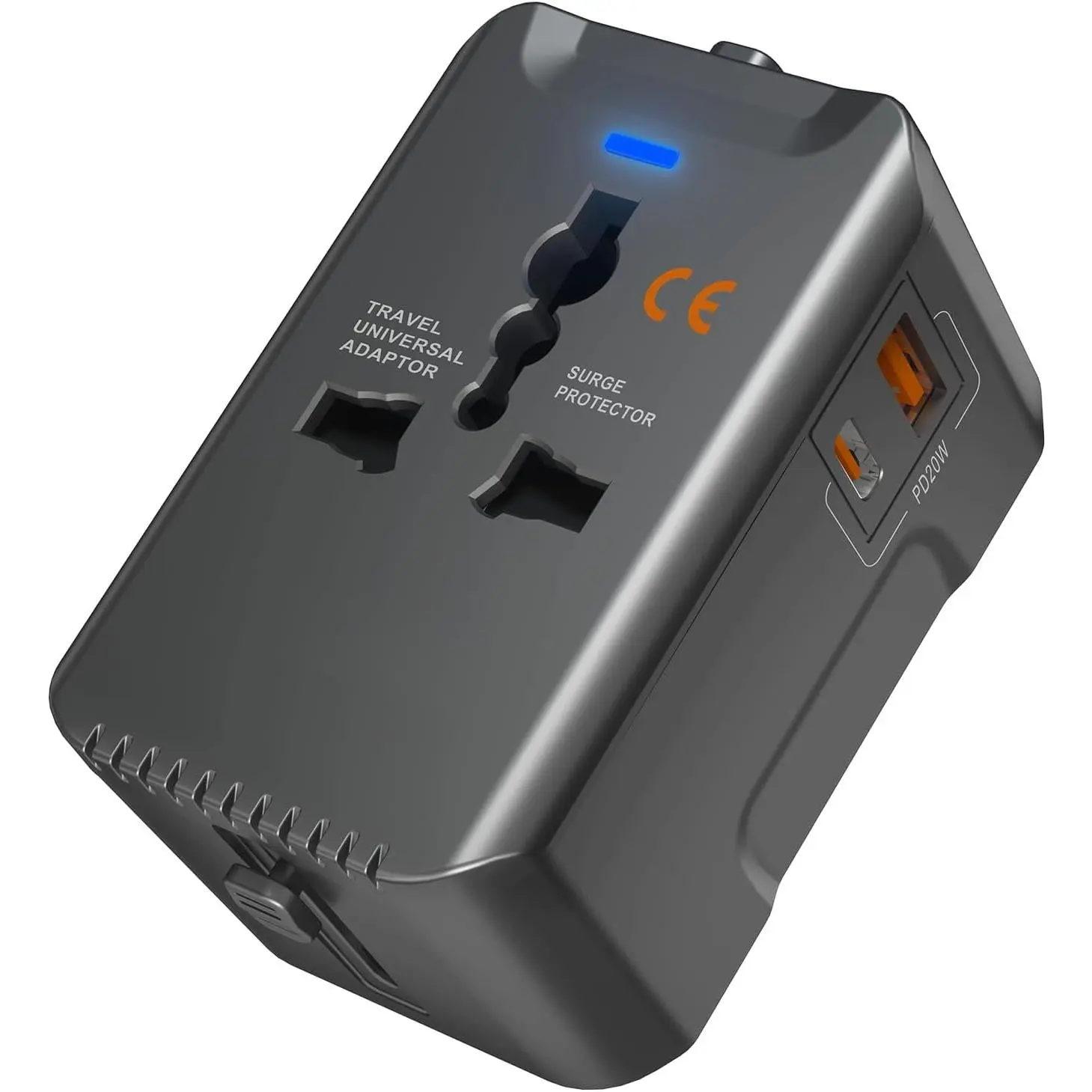 20W PD Multi-Port Plug Adapter - 3-in-1 Type-C & USB-A Ports Universal Travel Adapter for EU, UK, JP, AUS, CHN, Essential for Global Travelers