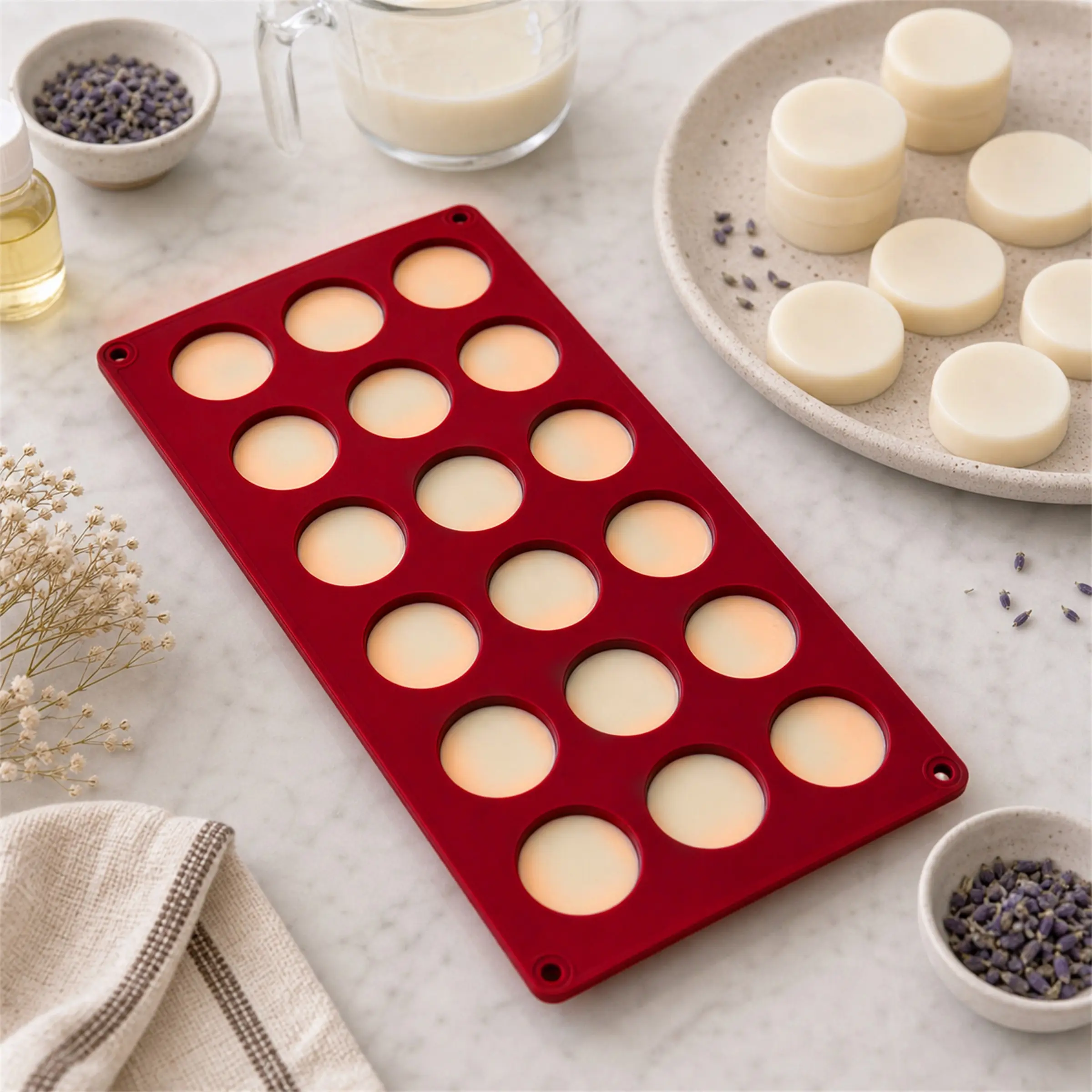24-Cavity Silicone Mold, Round Chocolate Mold, Ideal for Jellies and Caramel Pudding, Reusable and Dishwasher Safe, Perfect for Home/party/camping