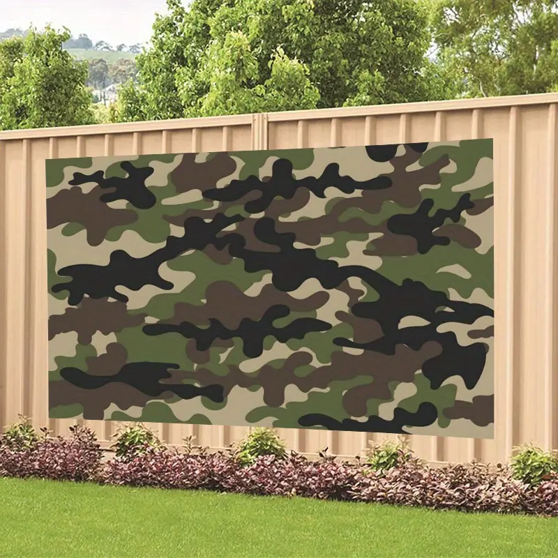 Military Camouflage Party Backdrop Banner, Army Theme Celebration Decoration, 2D Flat Single-Sided Polyester Banner with Metal Grommets, Easy Hanging Photo Background, Backdrops for Photoshoot, Home Party Decorations