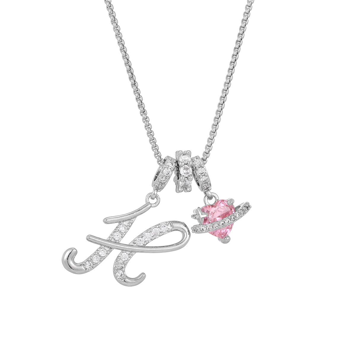 Initial Heart Necklace for Women | 18K  Plated | Pink Cubic Zircon Pendant with Diamond Inlaid Letter | Fashion Luxury Jewelry | Perfect Gift for Christmas, Birthdays, Anniversaries & All Holiday Occasions