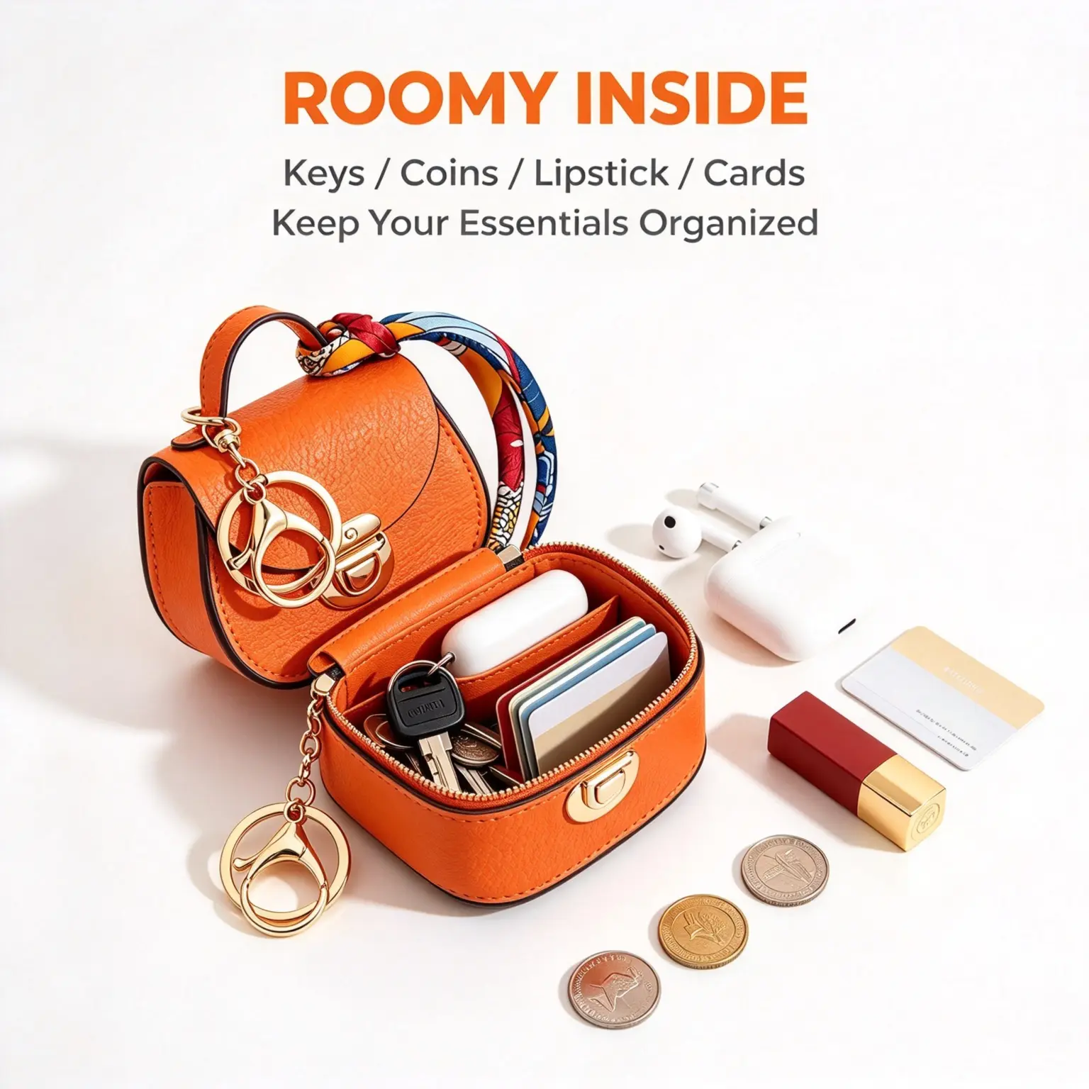 Mini Faux Leather Saddle Coin Purse Small Zipper Key Card Pouch Earbud Storage Bag