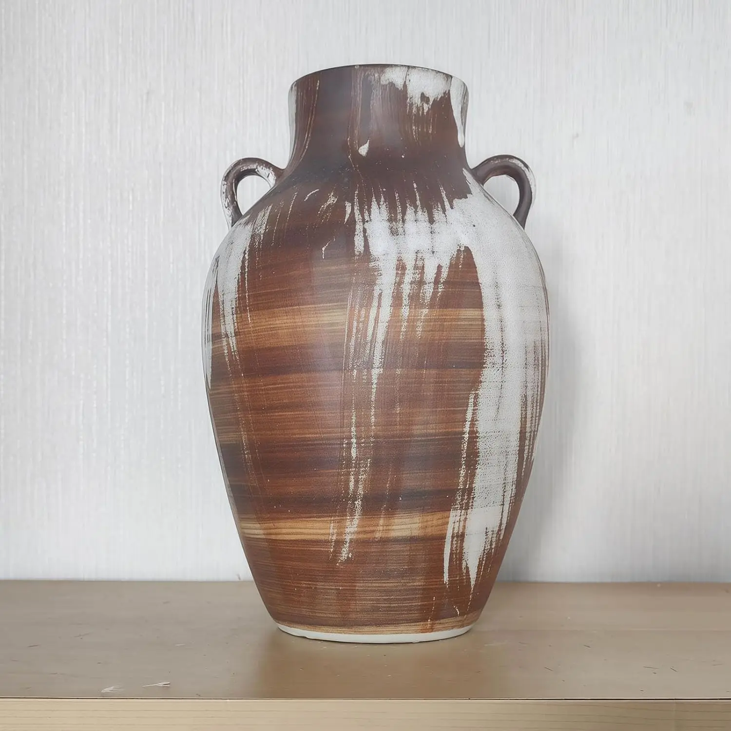 Hand Crafted Terracotta Painted   Vase |  Earthy Boho vase, Decorative Neutral Vases  Decor,  Ceramic Flower vases for Living Room, Kitchen Decor