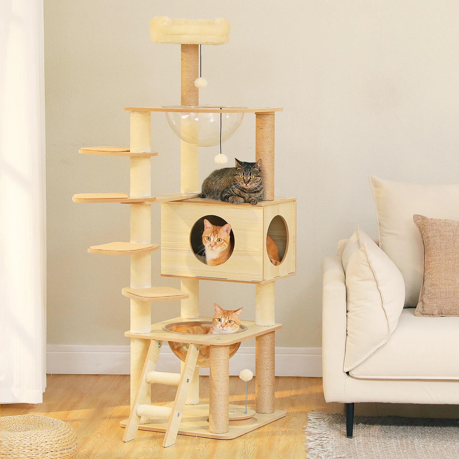 Cat Tree / Tower for Indoor , Cat Condo Cozy Plush House with Hang Ball, Pet Furniture with Scratching Posts cat tree