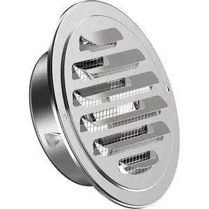 Stainless Steel Soffit Vents 4 Inch,  Round Vent Cover with Screen Mesh, Louver Air Vent  for Wall, Ceiling Mount, Bathroom, Garage, Attic Ventilation,