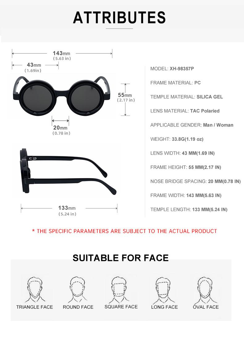 New Model ND Adjustable Zoom Sunglasses for Men, Round Frame, High-End Polarized Glasses for Driving