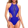 Tempt Me Women One Piece Sexy Mesh Swimsuit High Neck Halter Cutout Monokini Swimwear