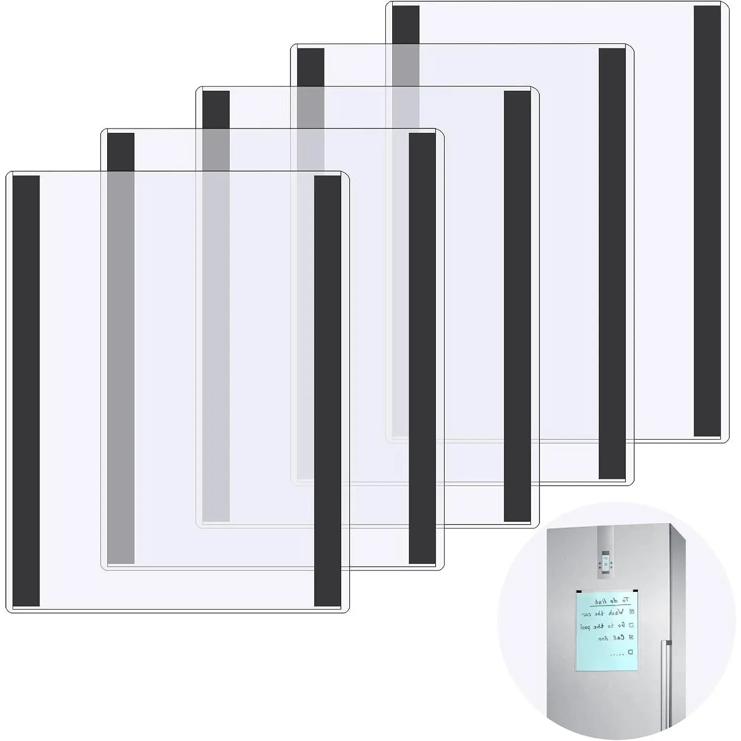 5 Pack 8.5 x 11 Inch Rigid Magnetic Sign Holders - Clear Plastic Document Frames with Magnetic Borders for Letter Size Posters, Ideal for Home, Office & Store DisplaysGift