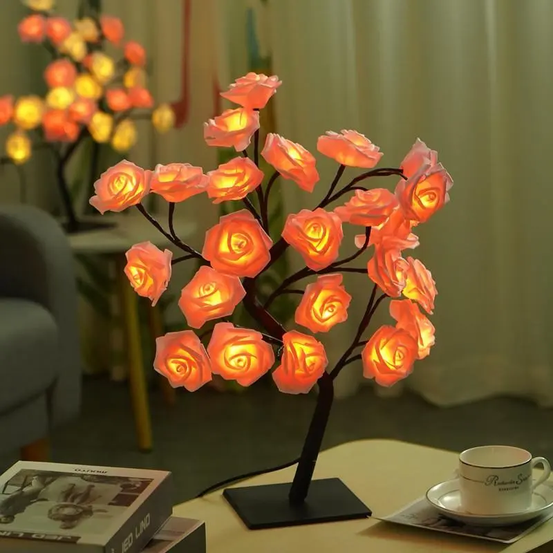 Rose Flower Tree Night Light, USB-Powered Table Lamp, Flower Design Lamp for Bedroom Lighting, Home Decor Lighting, Holiday Decorative LED Light and Valentine's Day Gift #GLOBAL PICKS
