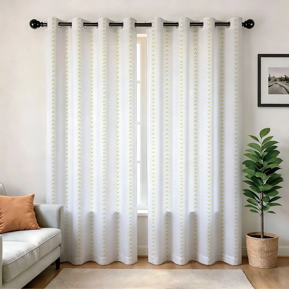 2 Panels Herringbone Pattern Blackout Curtains, Grommet Light Blocking Room Darkening Drapes, Thermal insulated Window Curtains for Living Room Outdoor Sunshade Curtains