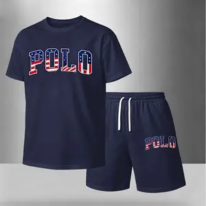 Men’s independence Day Letter Graphic Print Summer 2 Piece Set, Casual Short Sleeve T Shirt and Matching Drawstring Shorts, Lightweight Breathable Outfit for Vacation, Beach, Workout, Streetwear, Outdoor Leisure, Lounging, Running and Daily Wear