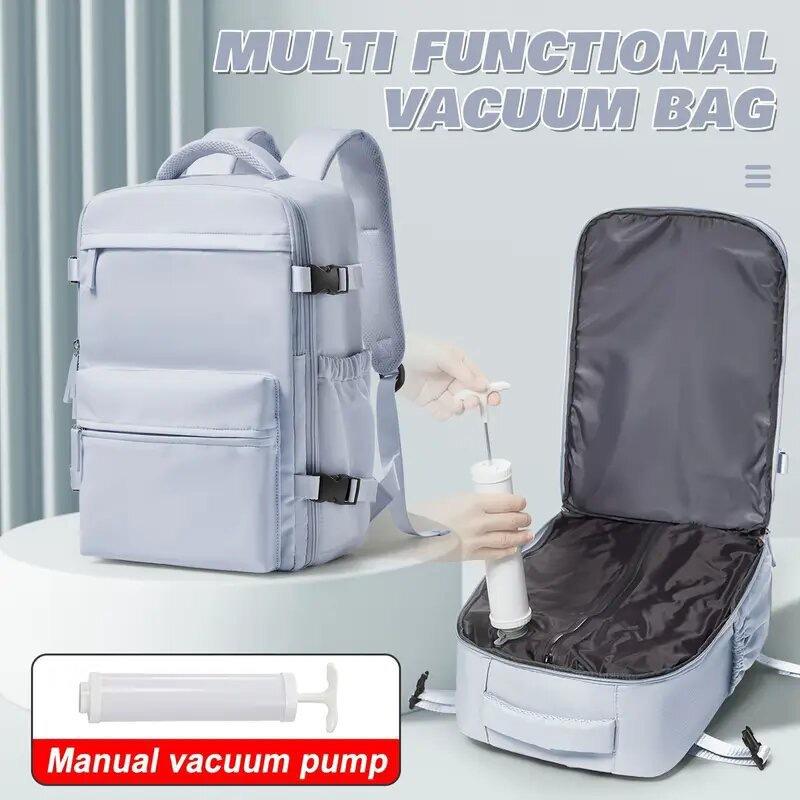 Three-piece vacuum travel bag set, equipped with detachable vacuum bag, electric air pump, large-capacity backpack, detachable design, multi-layer pockets, casual style, Space Saving Bag, Travel Organizer Bag