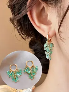 Fashionable Drip Long Fringe Earrings, Crystal Fringe Ear Rings for Women, Wedding Party Drop Earrings, Bridesmaid Fringe Studs, Click-On Ring Jewelry, Gift for Her