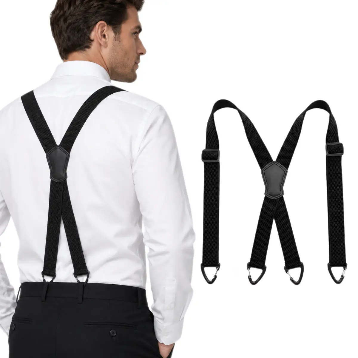 1.5" Hidden Suspenders for Men | Heavy Duty Under-Shirt Shirt Stays with 4 Clips