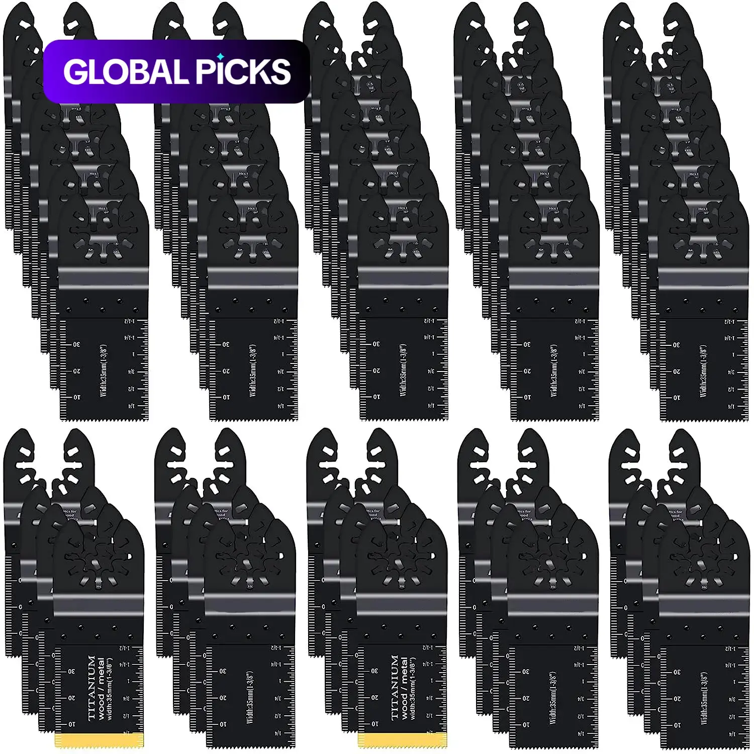 Titanium Saw Blade Set, 55pcs Professional-Grade Multi-Tool Blades, Interchangeable & Quick-Release, Universally Compatible with Dewalt, Ryobi, Milwaukee, Rockwell, Fein, Makita, Universal Compatibility #GLOBAL PICKS