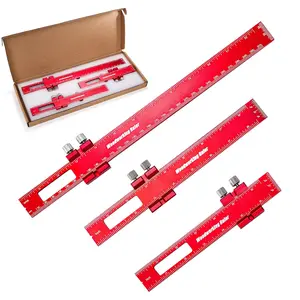 Set of 3 Woodworking Ruler, 6/8/12 Inch  Metal Rule Stop, T-Type Scribing Pocket Ruler, Adjustable Sliding Rule for Woodworker, Engineer, Inch and Metric Marking