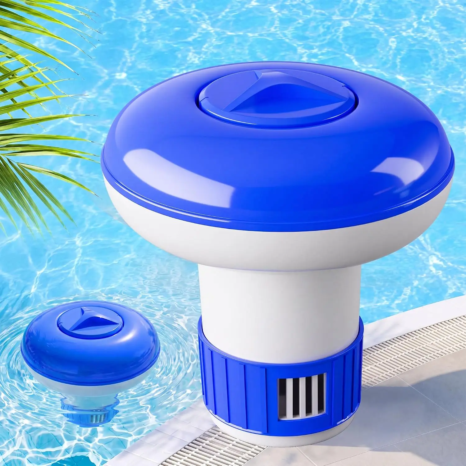 Pool Chlorine Floater, Portable Chlorine Pool Floater for 1‘’ Tabs | Pool Chlorine Dispenser with Adjustable Release, Floating Chlorine Dispenser for Pool, Hot Tub