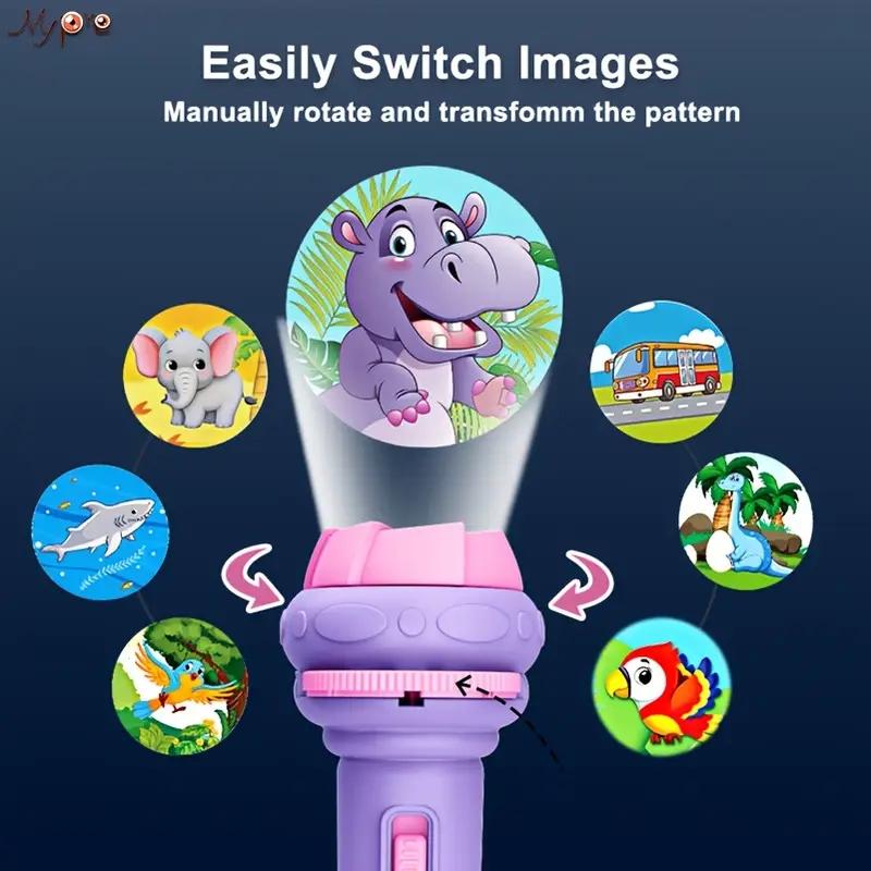 32-Pattern Projection Flashlight, Bedtime Educational Toy, Visual Learning Tools, Learning Machine, and Portable Storytelling Light, Multi-Pattern Animals Projector for Toddlers, Ideal Holiday and Back-to-School Gift