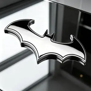 Universal 3D Metal Bat Car Badge Emblem Decal Sticker for Auto Trunk Tailgate Fender Chrome Zinc Alloy Batman Flying Wing Latch Decoration Sign Gift
