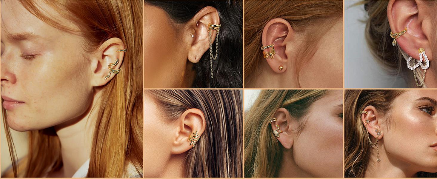 Florideco Ear Cuff Earrings Set for Women Adjustable Fake Earring Cuffs Non Piercing Earring Set Ear Jewelry Set