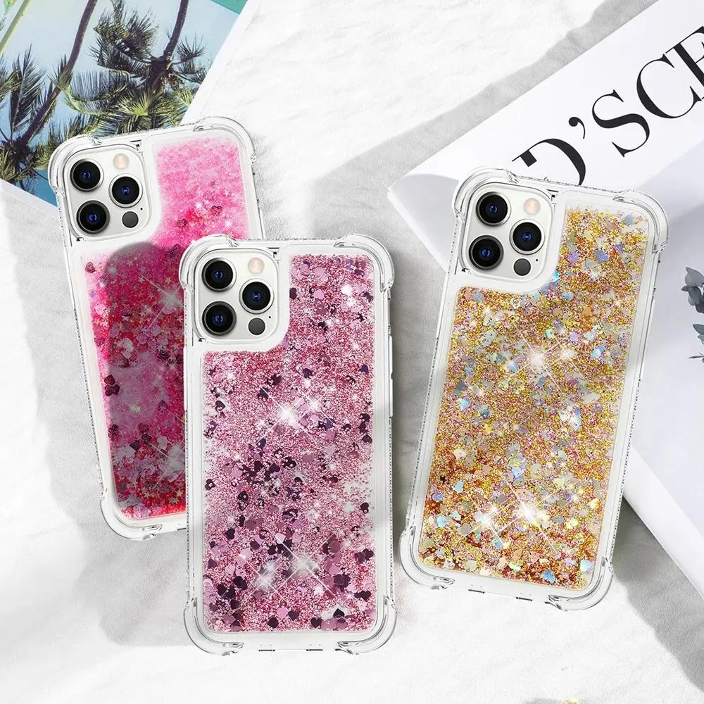 Viral Tiktok Aesthetic Quicksand Glitter Liquid Phone Case For iPhone 17 16ProMax 15 14Plus Bling Sparkle Flowing Sequins Transparent Shockproof AntiDrop With Lens Protection Soft TPU Protective Cover For Girls Ultra HD Dual Card 5G Smartphone