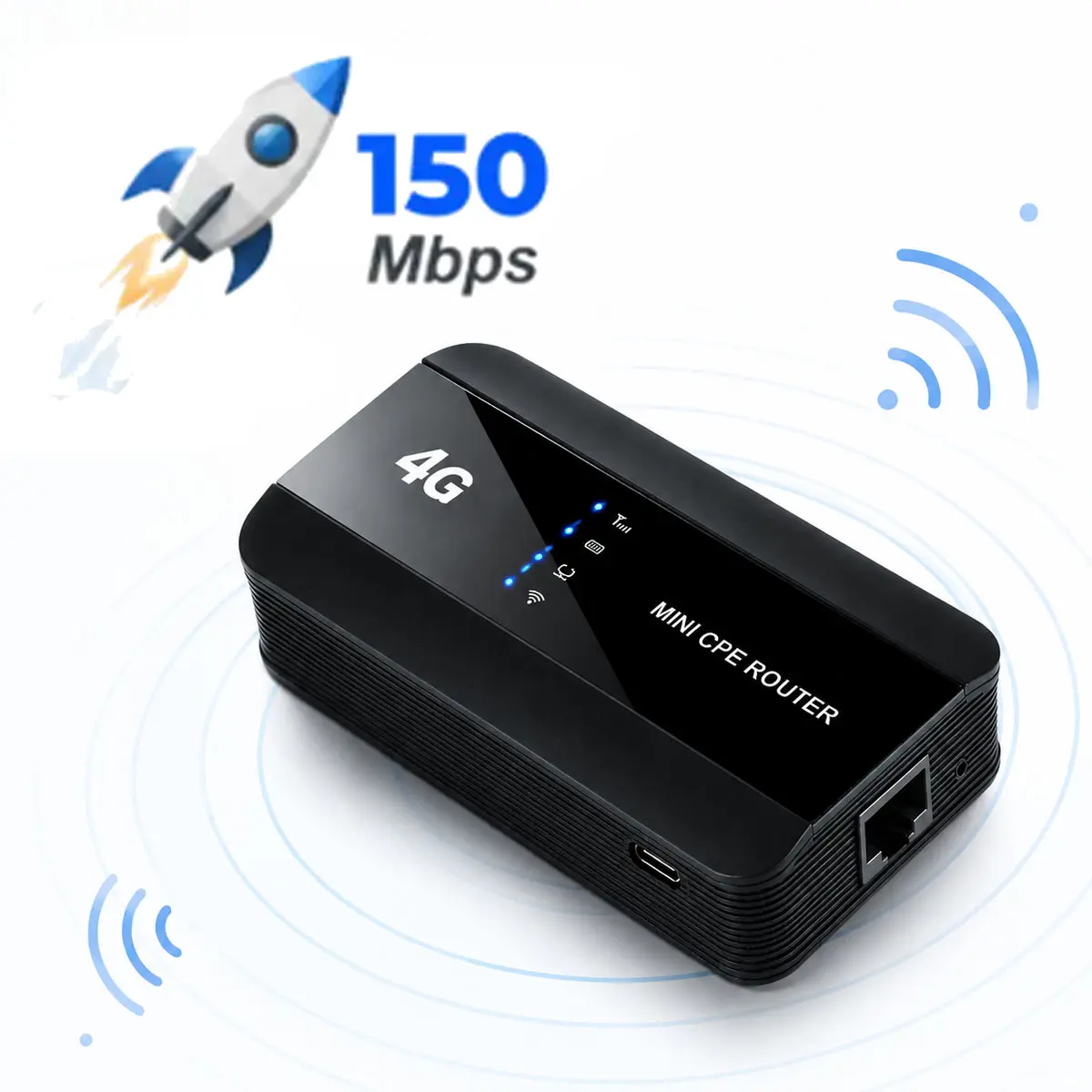 Portable 4G LTE WiFi Router Internet Hotspot,  WiFi6 Wireless Router with LAN Connection and Rechargeable Battery for Travel, Outdoor Adventures, Home and Business