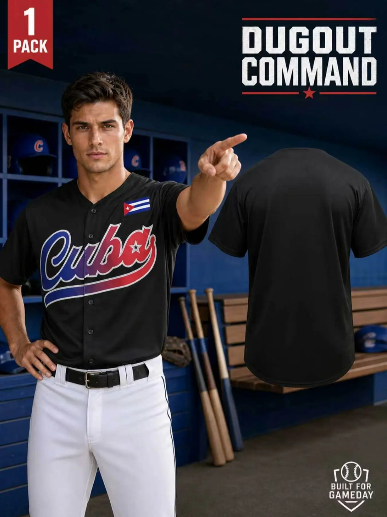Men' Cuba Stitched Baseball Jersey, Trendy Letter Embroidery Baseball Shirt V Neck Short Sleeve Casual Sports Top, Loose Fit Unisex Breathable Sportswear, All Season Wear