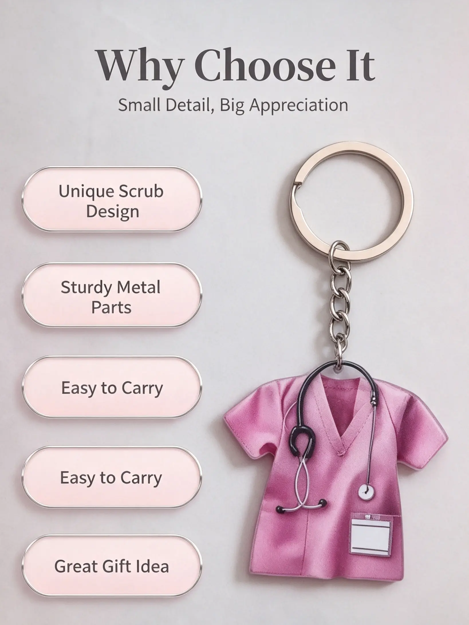 Nurse Life Acrylic Keychain – Blue Scrubs & Stethoscope Charm for Nurses, Medical Student Gift, Cute Hospital Badge Accessory, Cute Keychains