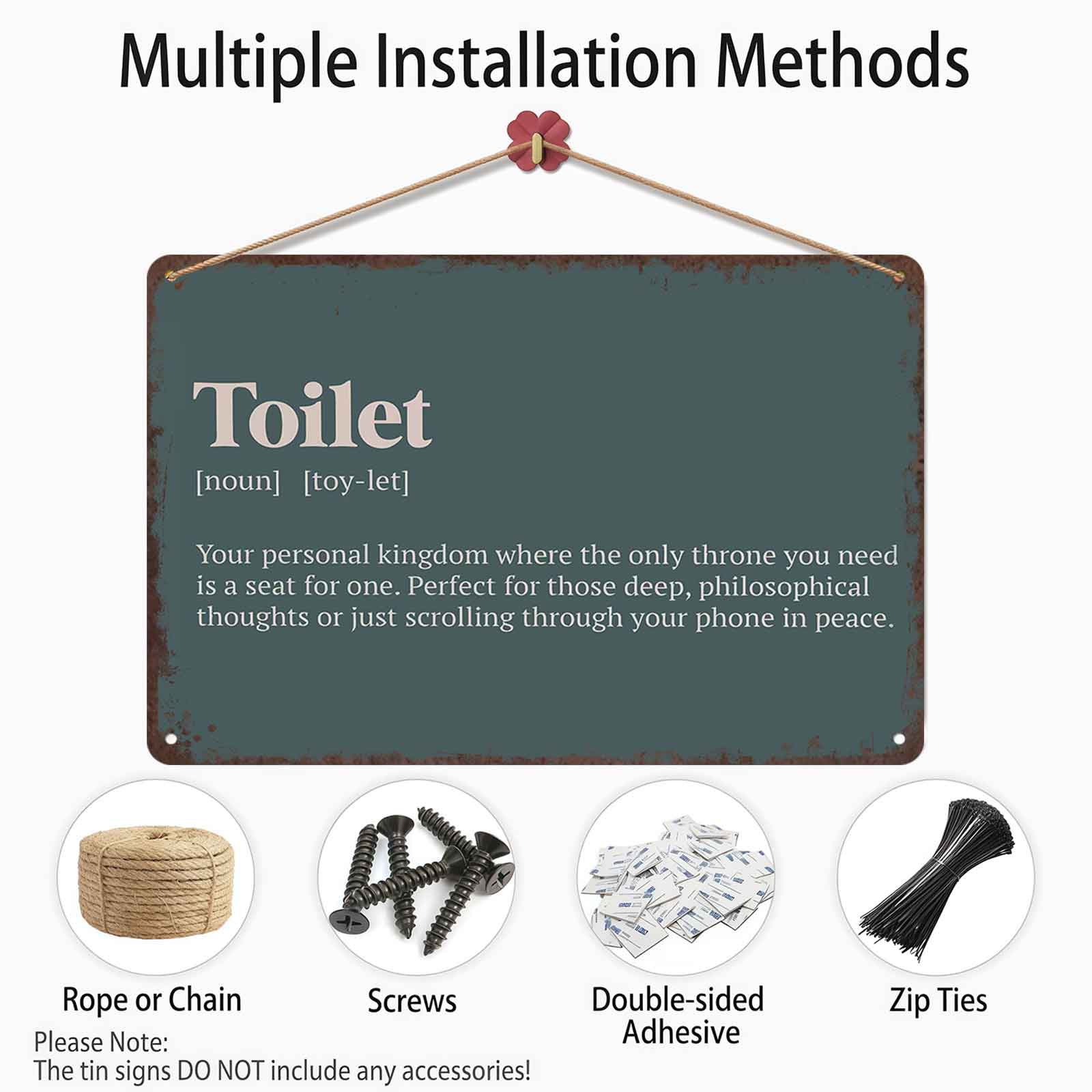 8x12 Inch Aluminum Metal Sign - "Toilet Definition: Your Personal Kingdom" |   Whimsical Bathroom Wall Art, Ideal for Home, Apartment, Dorm, and Cozy Restrooms |   Vintage Tin Plaque, Great Gift for Book Lovers & Phone Enthusiasts