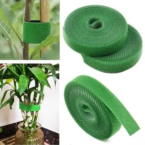 Reusable Green Magic Tape Plant Tie, Self-Adhesive Adjustable Gardening Binding Strap, Soft Climbing Vine Flower Fixing Belt for Home Garden