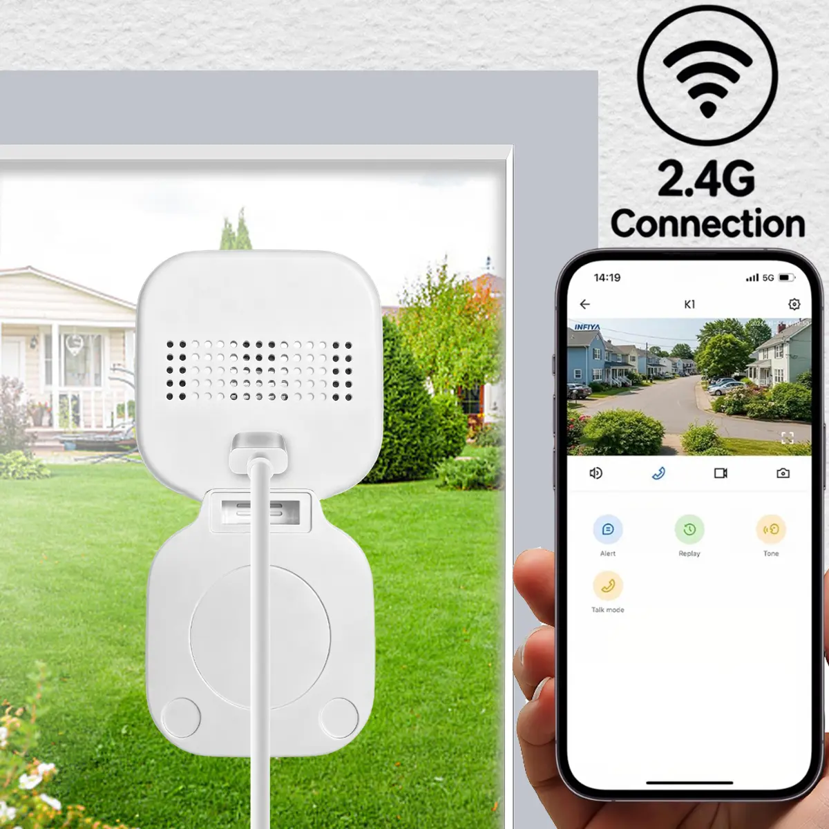 Window Camera, 2.4GHz WiFi Indoor Camera with HD Night Vision, Window security camera with Two Way Audio & AI Motion Detection, Loop Recording, for  Pet Elder House Monitoring