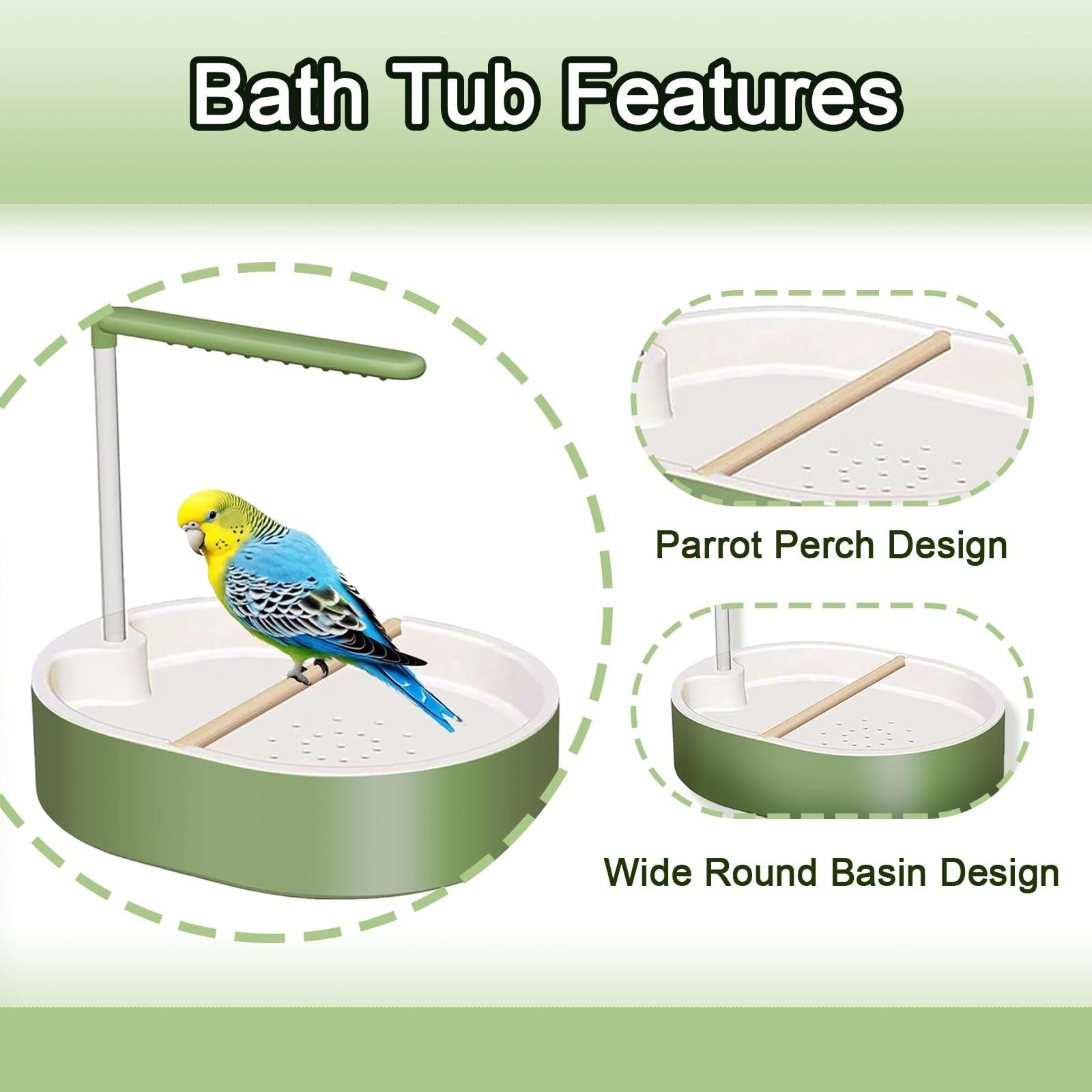Parrot Shower, Automatic Parakeet Bird Bath with Pump, Large Bird Shower Fountain, Bird Bath for Parakeets for Pet Birds, Conure, Cockatoo, Budgie, Lovebird, Finches, Grooming, Bird Supplies