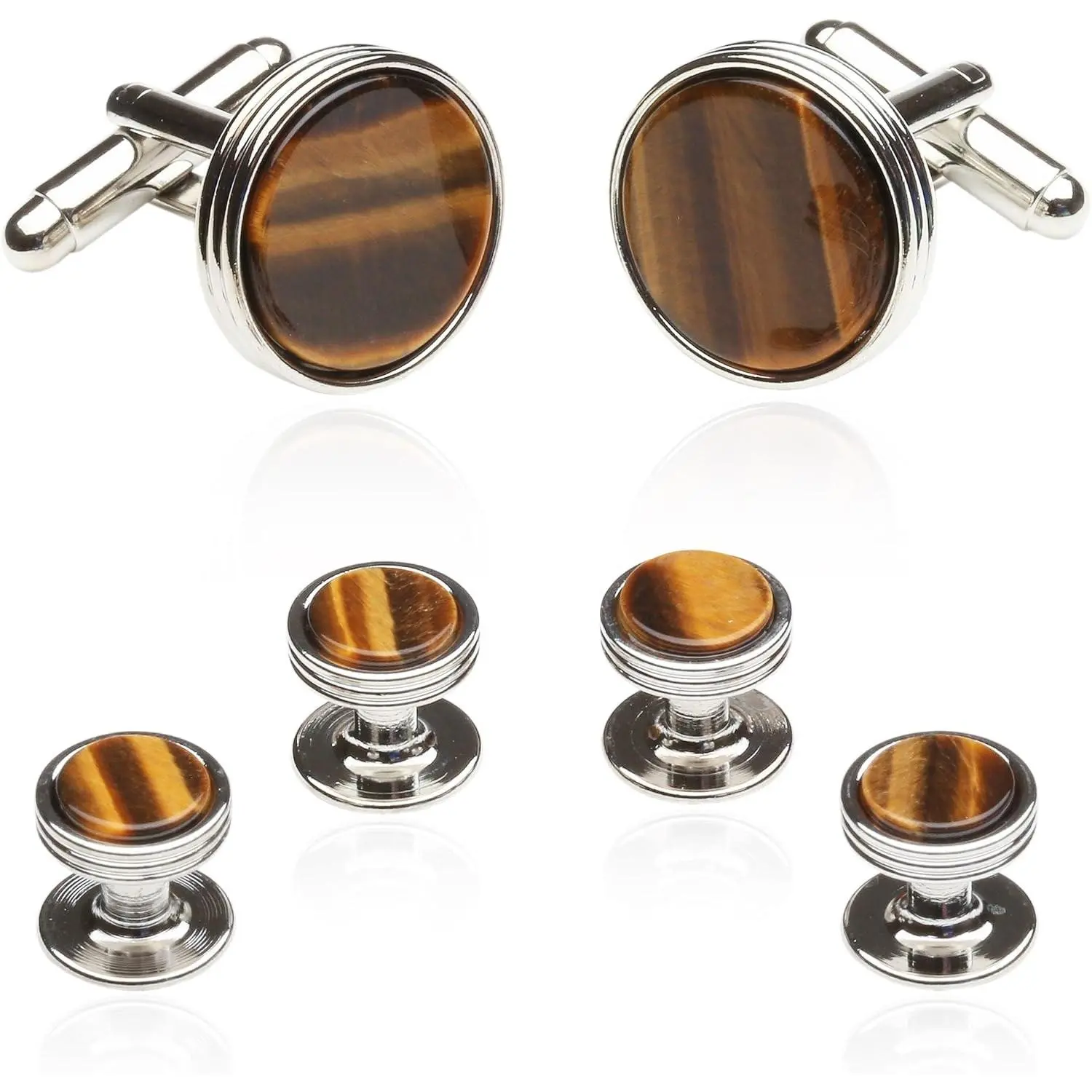 Tuxedo Shirt Cufflinks and Studs Formal Set for Men with Travel Presentation Gift Box - Groom Groomsmen Wedding Party