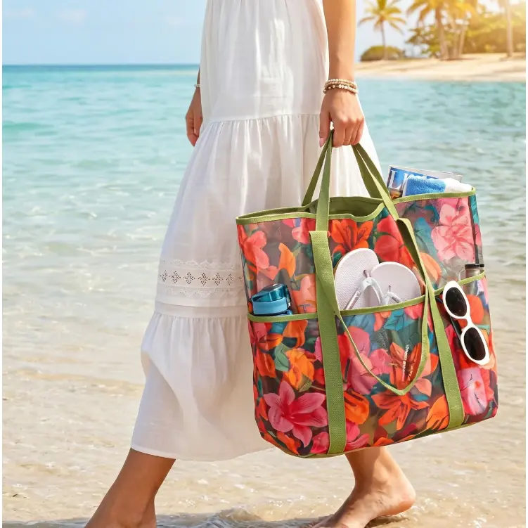 Mesh Beach Tote Bag with Spacious Storage | Quick-Dry Travel & Pool Bag