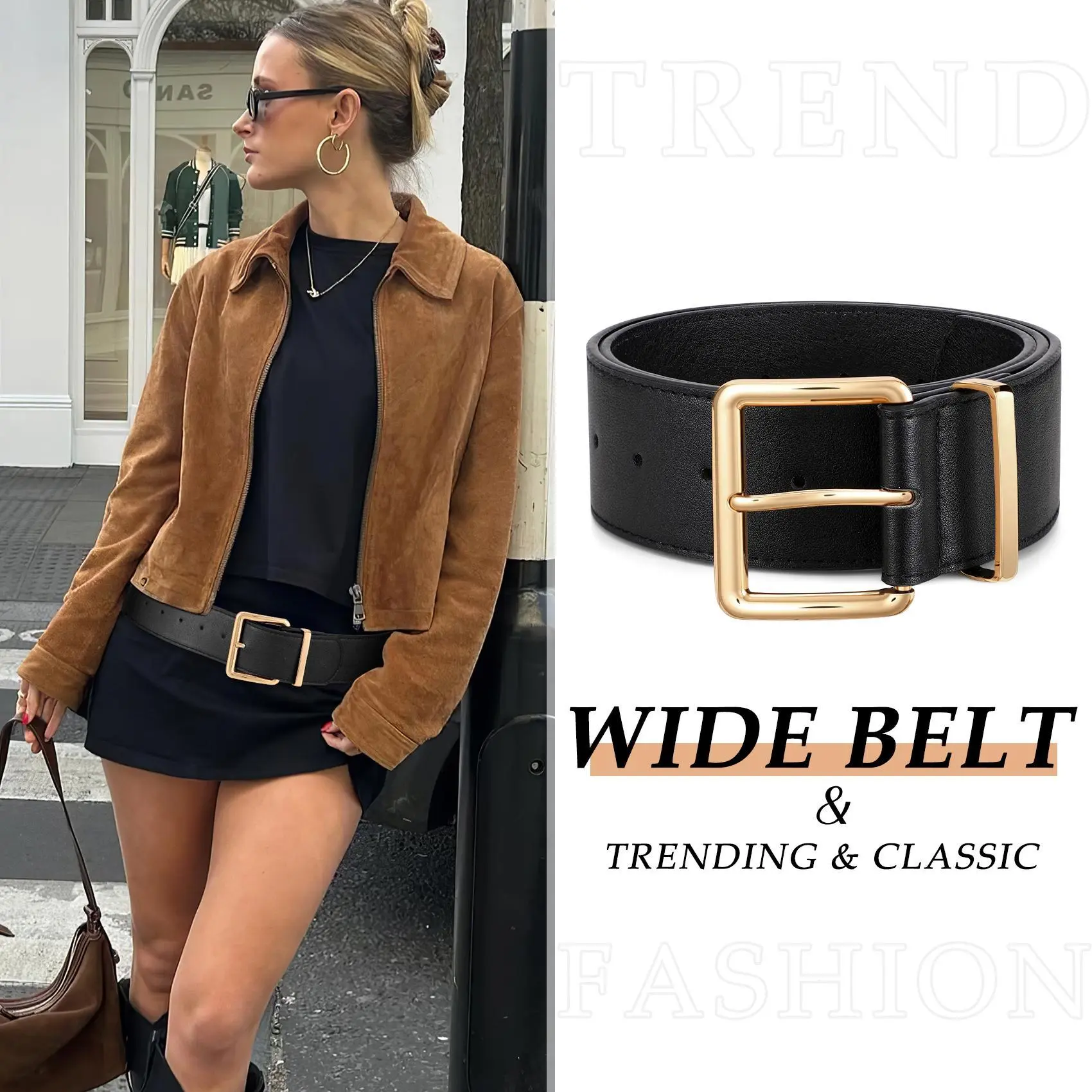JASGOOD Women Wide Chunky Belt for Dresses Fashion Thick  display picture 3
