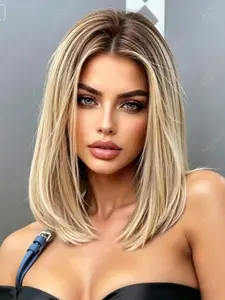 14 Inch Pre-Trimmed Baby Hair Wig, Glitter Straight Hair, 13x4 Front Lace, 150 Density, 100% Human Hair, Soft and Smooth