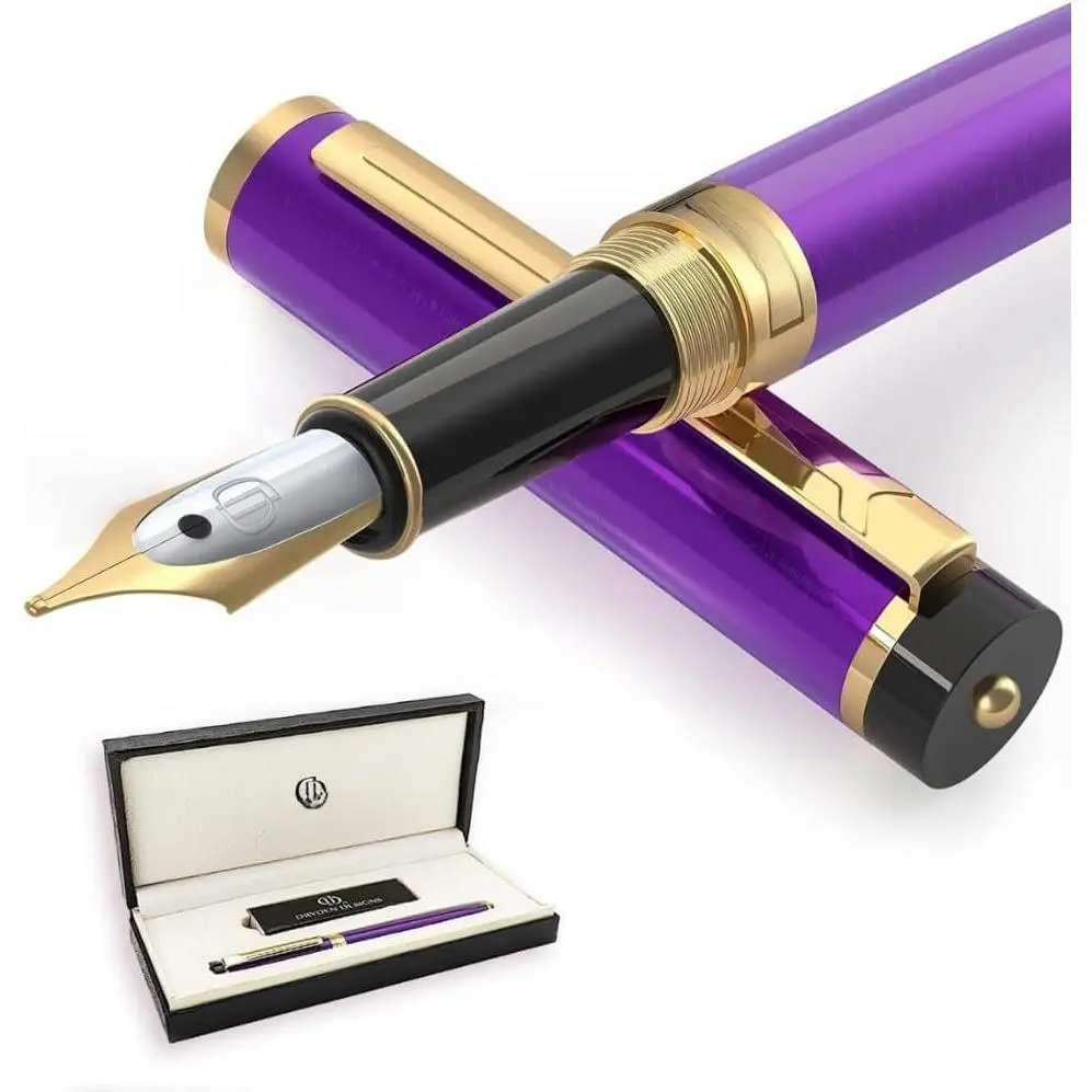 Fountain Pen. Medium Nib  Box | 6 Ink Cartridges Included (Decadent )