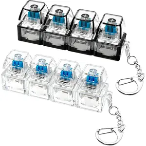 2 PCS Keyboard Fidget Toy, Keyboard Fidget Keychain 4-in-1 Keyboard Decompression Button Finger Clicker Toys, Button Stress Relief Fidget Gifts to Relief Stress (Clear Black)fidget toys