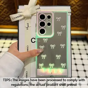 Voice-activated light-up bow phone case, personalized unique call light design, compatible with Samsung Galaxy S24/S25/S26/S24U/S25U/S26U/S26PlusA35/A36/A55/A56, fashionable protective case, unique design suitable for daily use, protective shell