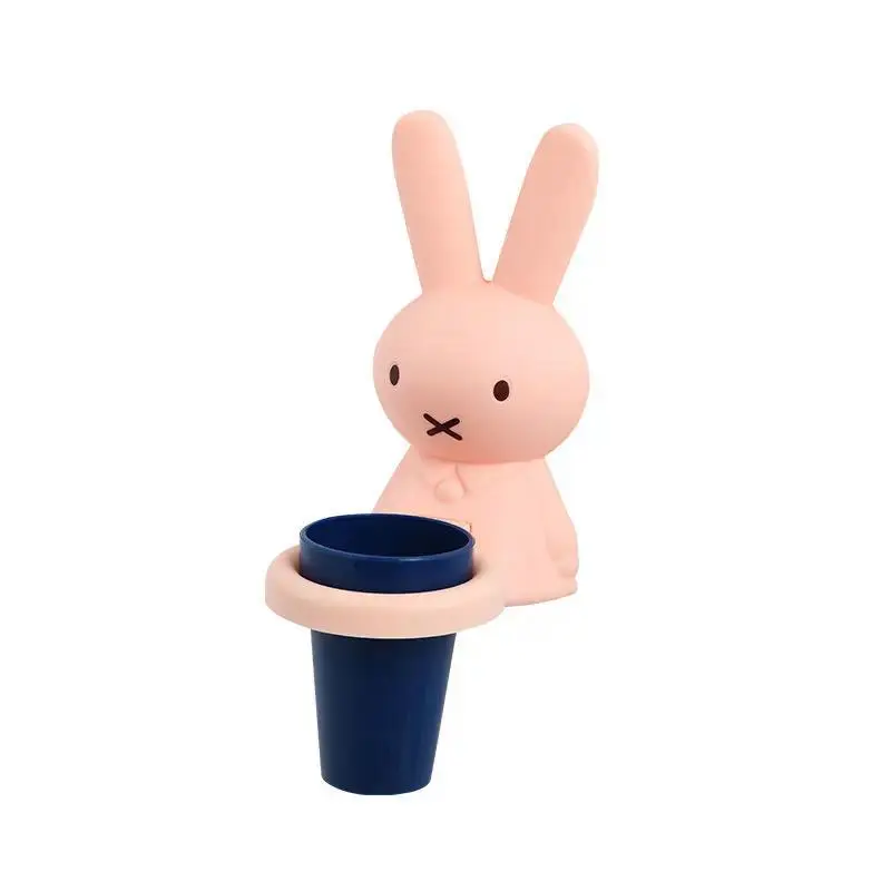 kawaii Miffy Rabbit Mouthwash Cup Toothbrush Stand Non-perforated Bathroom Storage Rack Cartoon Anime Cup Stand Tooth Jar Stand