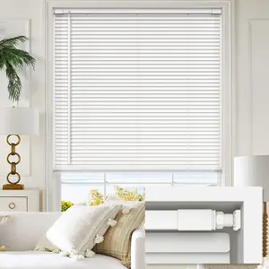 No Tools No Drill 1" Vinyl Mini Cordless Blinds, Light Filtering Horizontal Window Blinds & Shades for Windows, 20" W x 36" H, White
