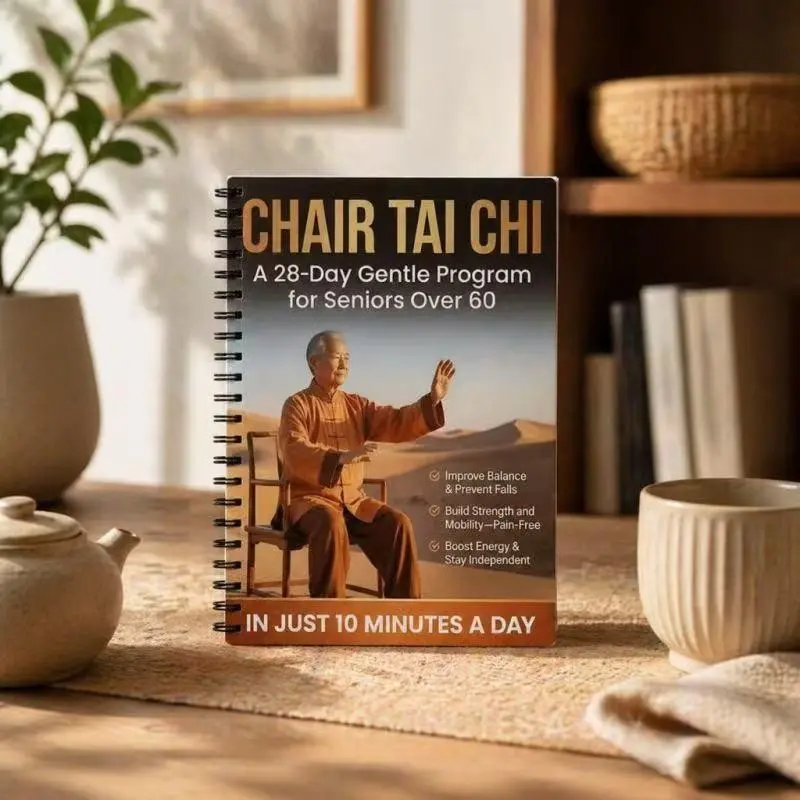 Senior Tai Chi Chair Safety Sitting Exercise Manual, 10-Minute Daily Workout Log Book, Coil Notebook for Elderly Fitness Tracking