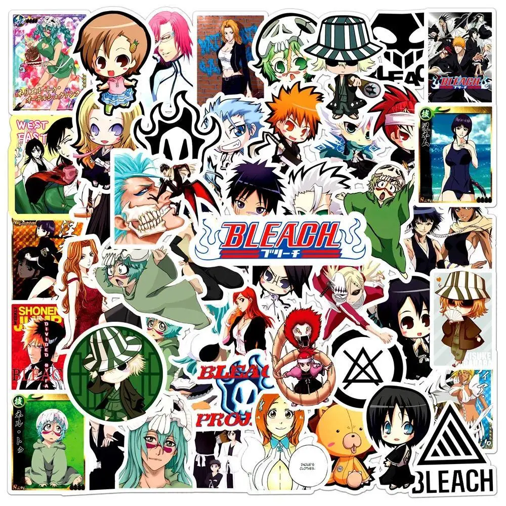 50Pcs Anime BLEACH Stickers Cute Cartoon Decals DIY Motorcycle Luggage Guitar Laptop Waterproof Graffiti Sticker