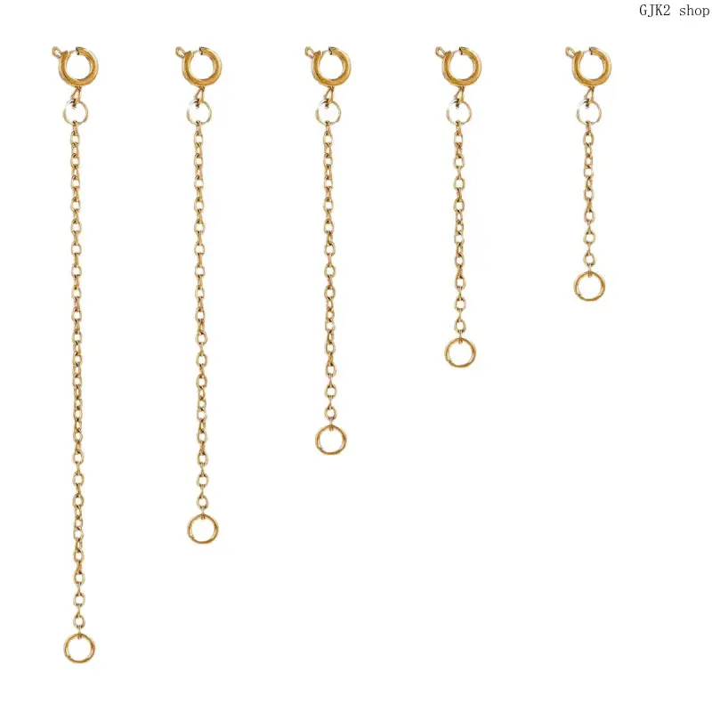 5Pcs Jewelry Extension Chain Set, Stainless Steel Necklace Bracelet Extenders with Lobster Clasp,  Adjustable Jewelry Extender Links, Gold Silver Rose Gold Available