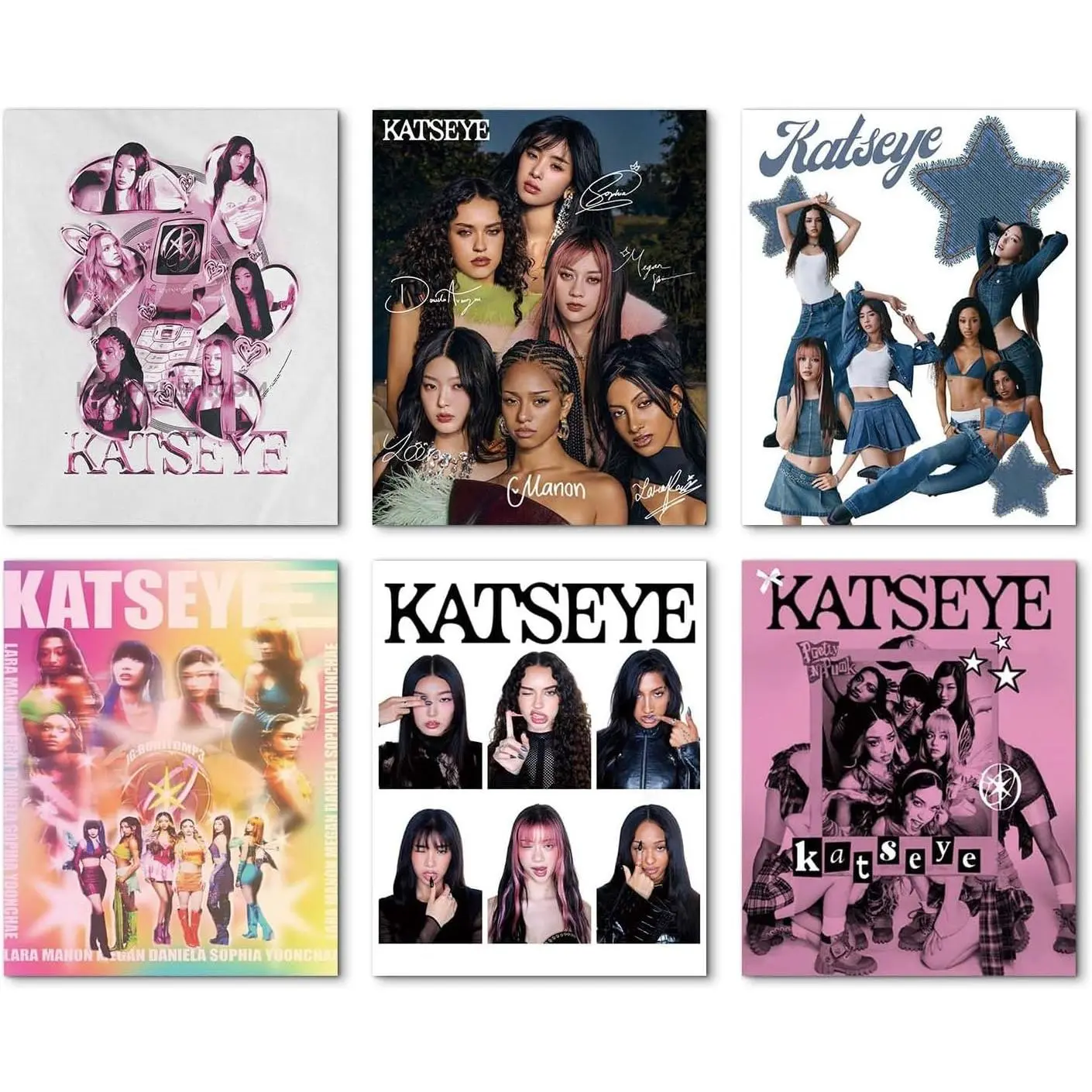 TUOCYERD Katseye Merch Unframed Posters, 8x10 in Printed Paper Music Wall Art, Birthday Gift for Teens Room Aesthetic Decor (Set of 6)