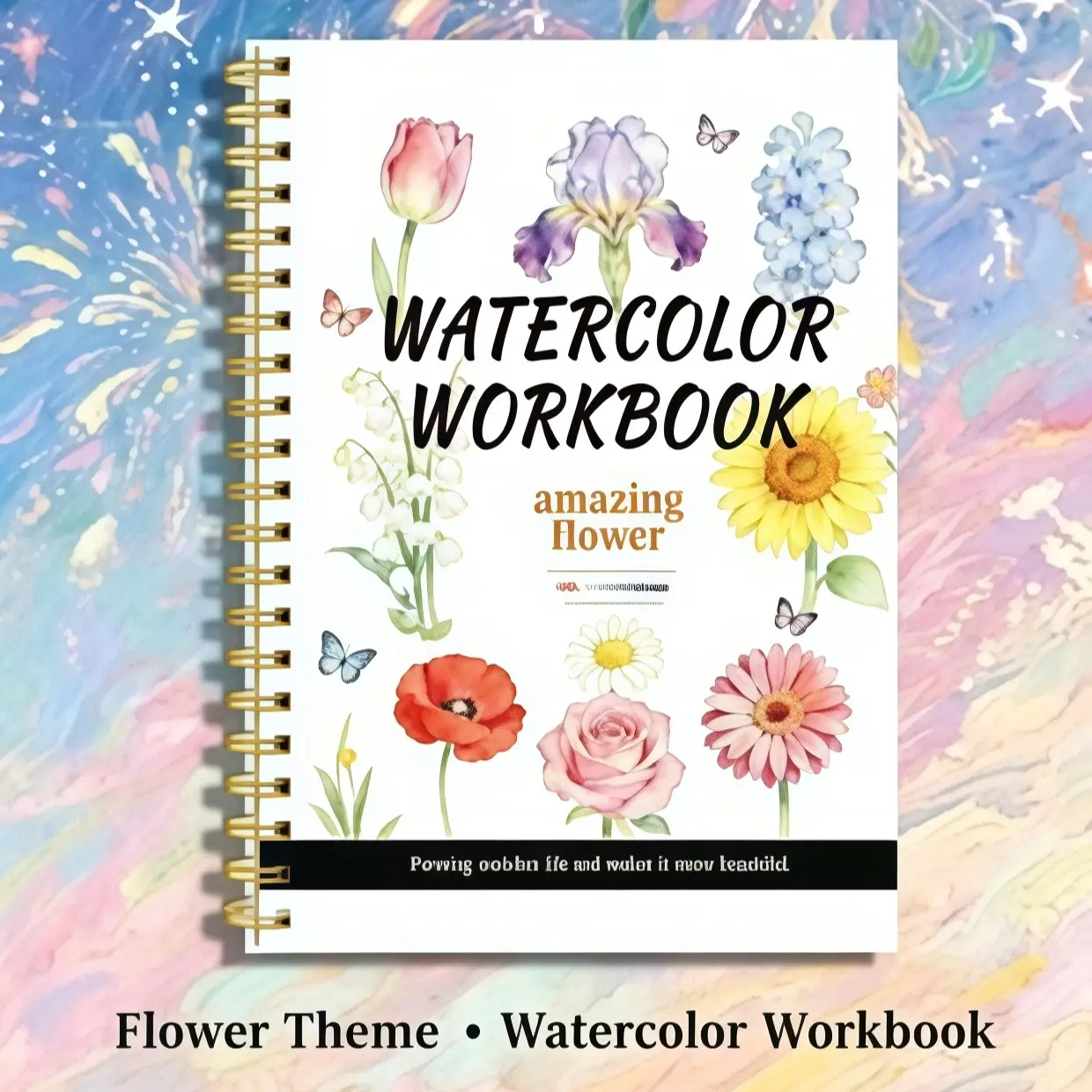 Flower Theme Spiral Watercolor Workbook for Beginners,200gsm Cold‑Press Paper,Floral Practice Book with Reference & Color Guide,Back to School Gift,Party Goodie Bags Stuffer Bulk Art Book,Ideal Hobby Gift for Adult,Teen & Art Students,Classroom Supplies