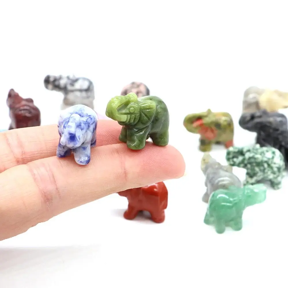 1" Mini Elephant Natural Reiki Healing Crystal Carved Gemstone Figurine, DIY Decoration, Glam Home Decor Ornaments, Gifts for All Ages, 5pcs/10pcs Wholesale Statues & Figurines, Animal Figurine, Approx.25x13x17mm