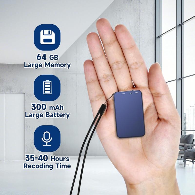 64GB Digital Voice Recorder - 1536KB Superior Sound Quality,   Metal Voice Activated Recorder with 35Hrs Battey Time, Ideal for Interview Class Lecture Meeting